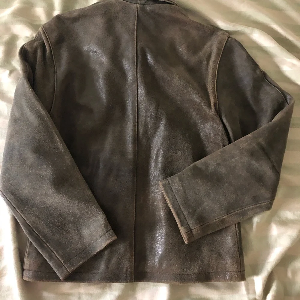 Vintage Medium Leather Jacket, brown oiled leather, Panther Noir - Picture 4 of 10